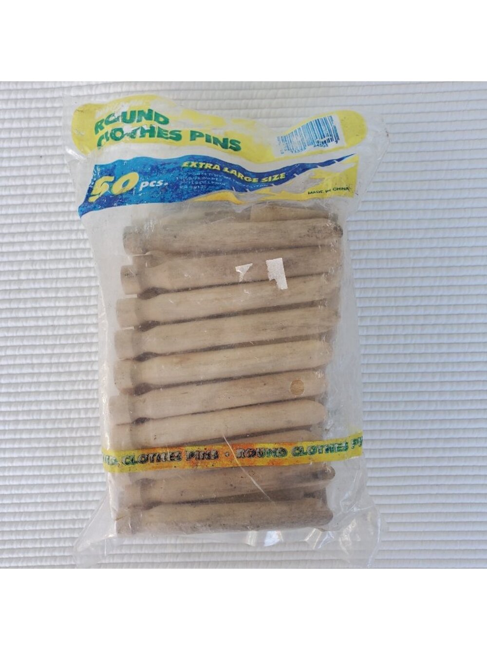 Lot Of 50 ? New Wooden Peg Clothe Pins Slotted Extra Large Flat Top Bag Vintage